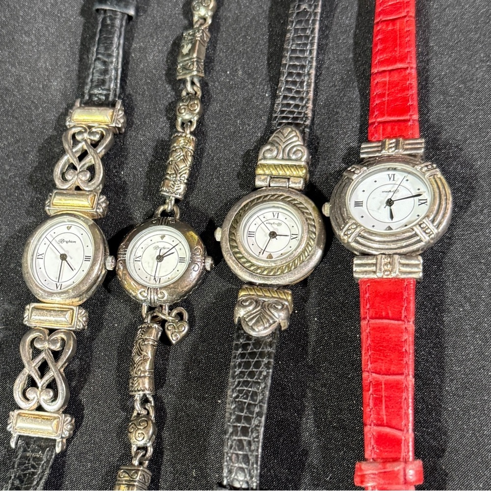 Brighton, vintage, Silver and Red Watch Collection, lot of 4